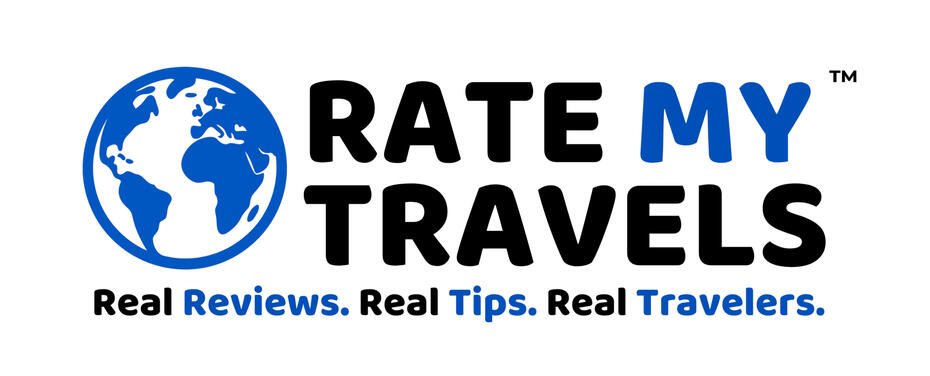 Logo - Blue globe next to the words "Rate My Travels"